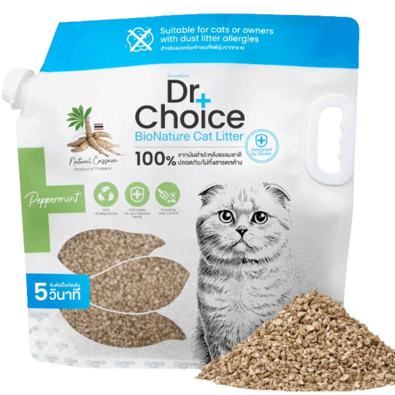 Cát Mèo từ Sắn Dr Choice BioNature mùi Bạc Hà