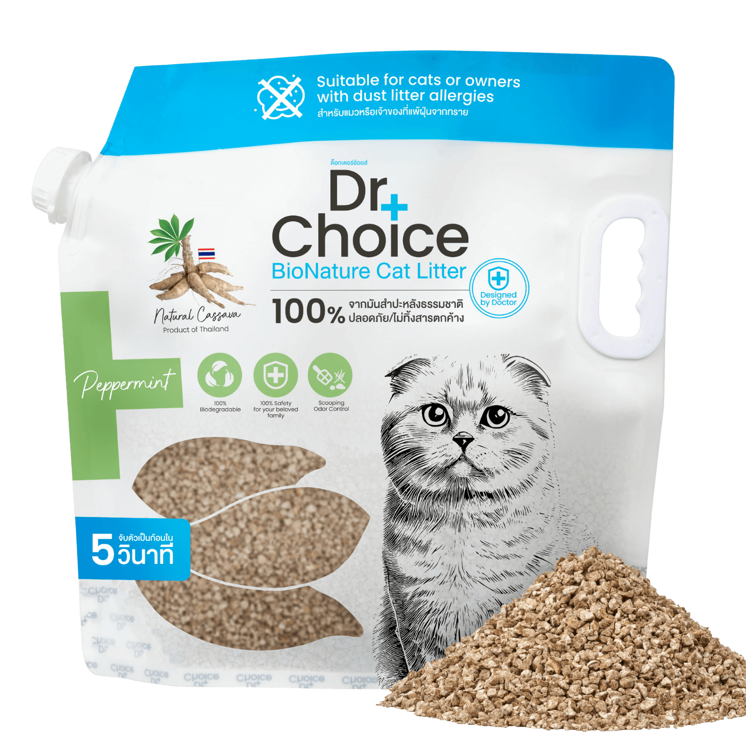 Cát Mèo từ Sắn Dr Choice BioNature hương Bạc Hà