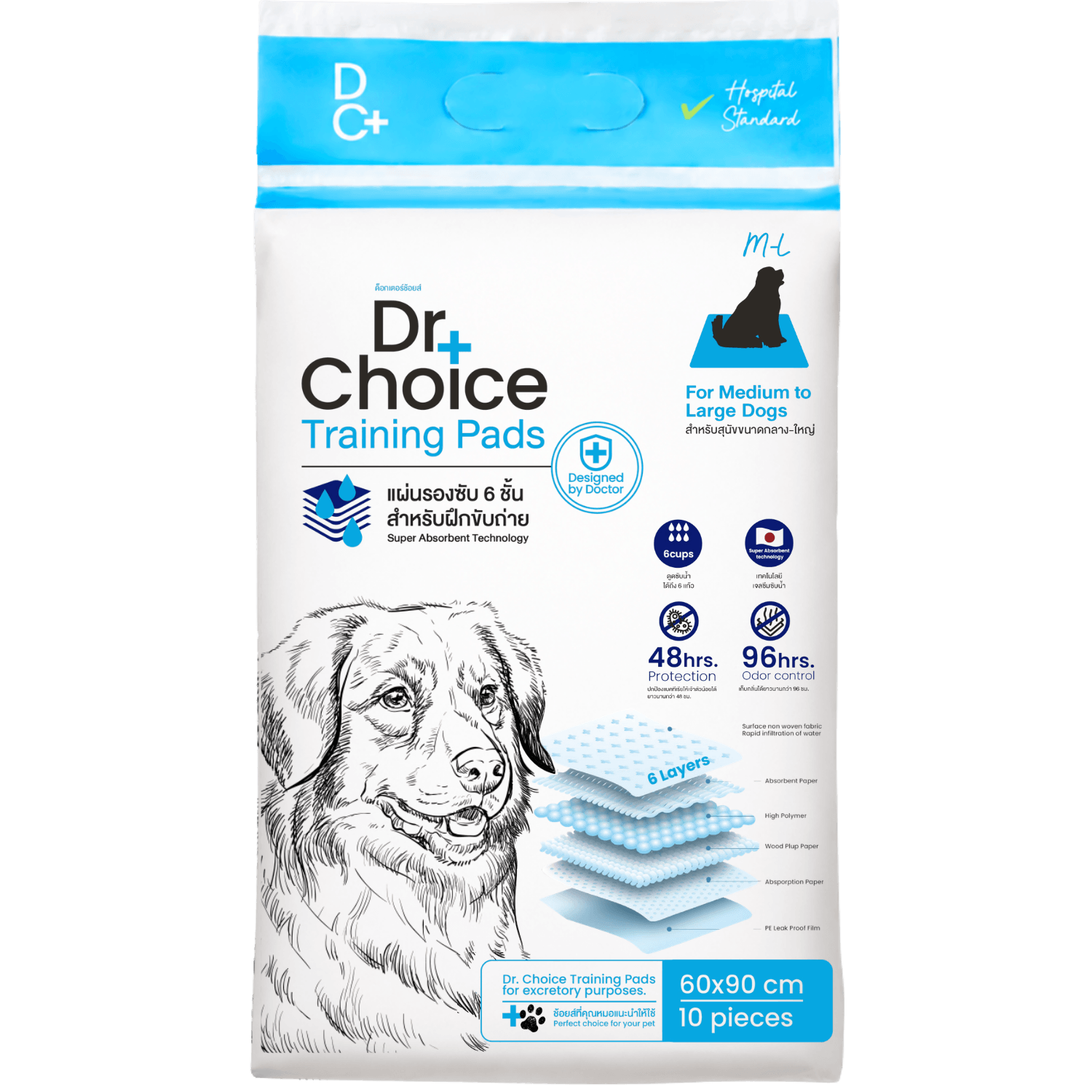 Tấm lót vệ sinh cho chó Dr Choice Dog Training Pads 60 × 90 cm (Size M-L)