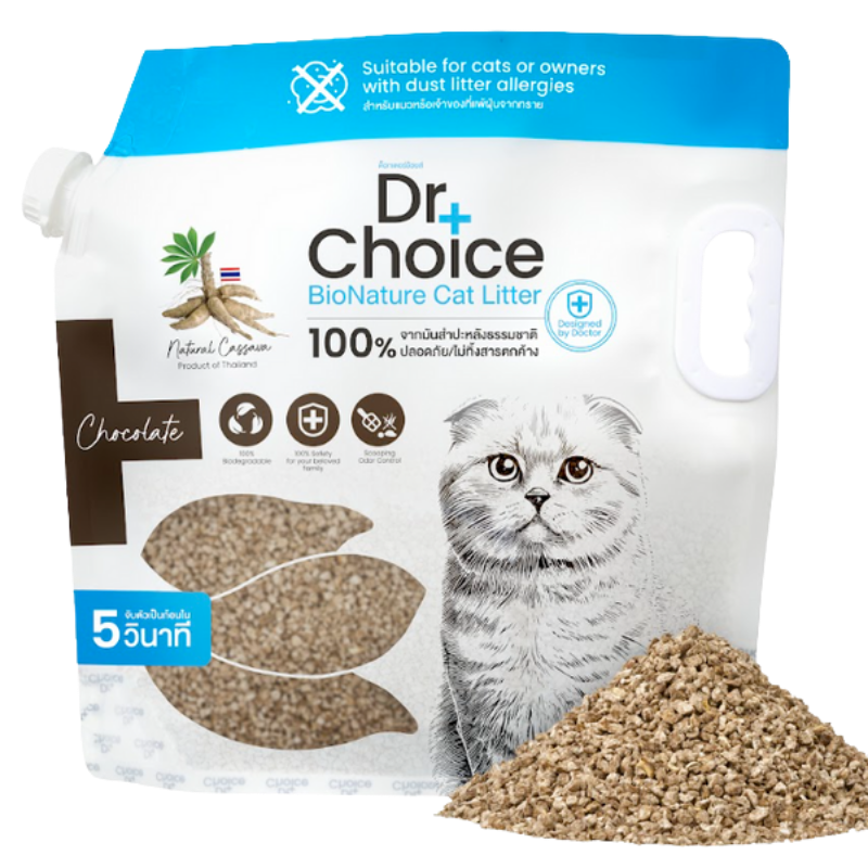 Cát mèo sắn Dr Choice BioNature mùi Socola