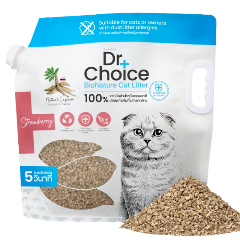 Cát mèo sắn Dr Choice BioNature mùi Dâu Tây