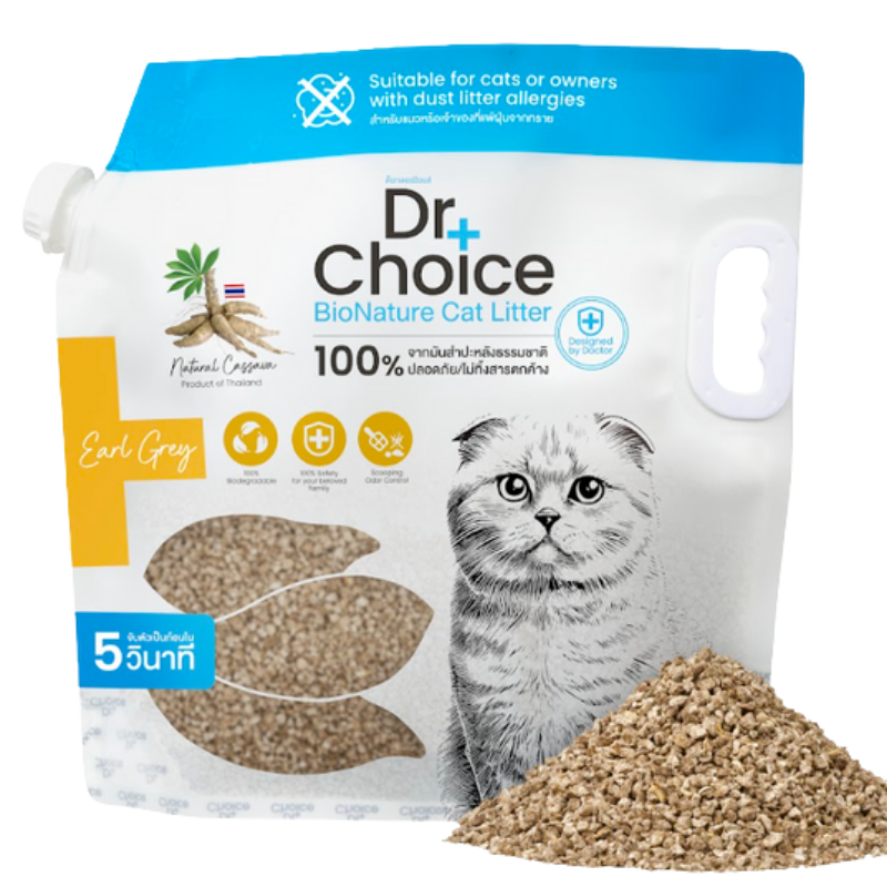 Cát mèo sắn Dr Choice BioNature mùi trà Earl Grey