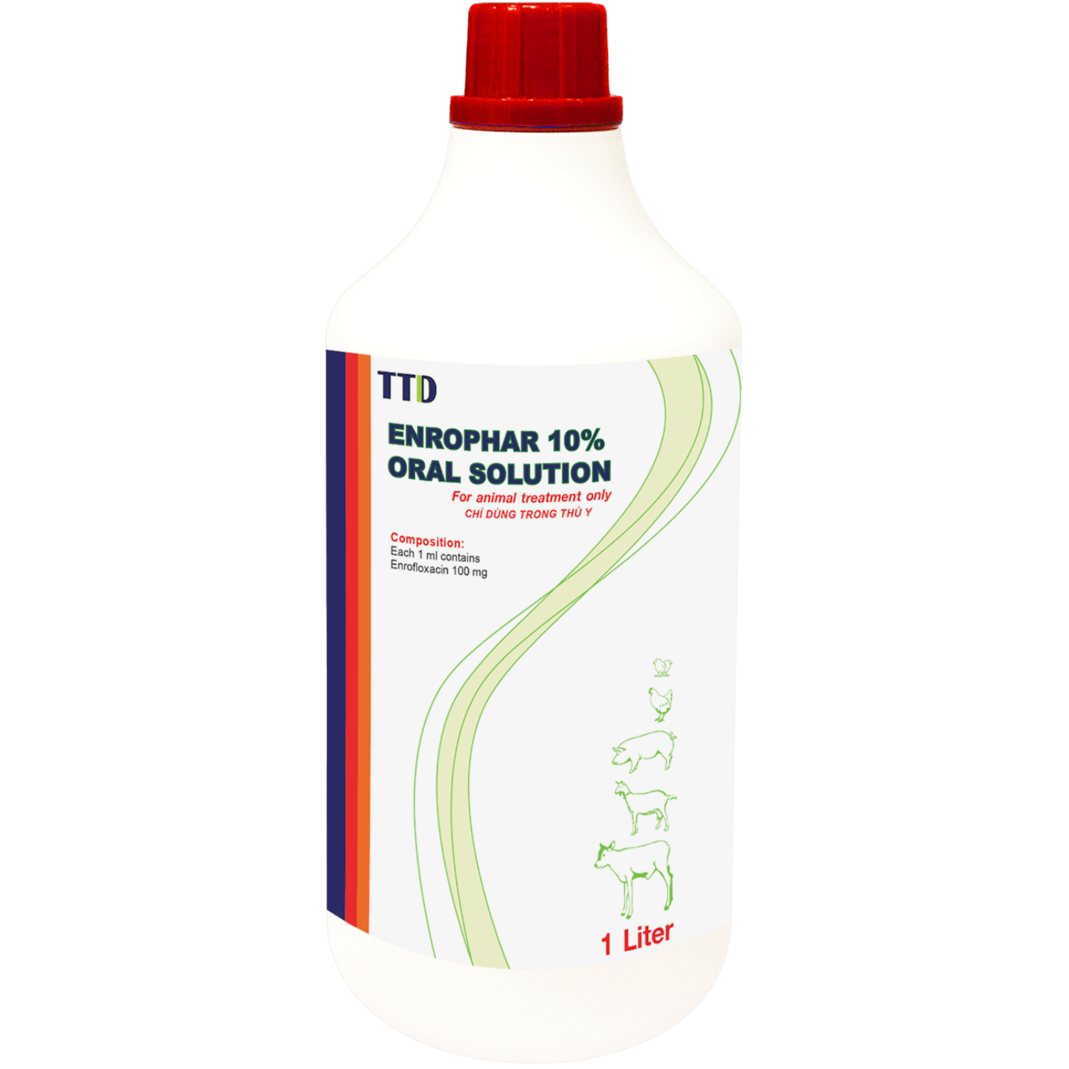 Enrophar 10% Oral Solution Enrofloxacin 10% - Kháng sinh điều trị nhiễm khuẩn tiêu hóa và hô hấp trên gia súc, gia cầm