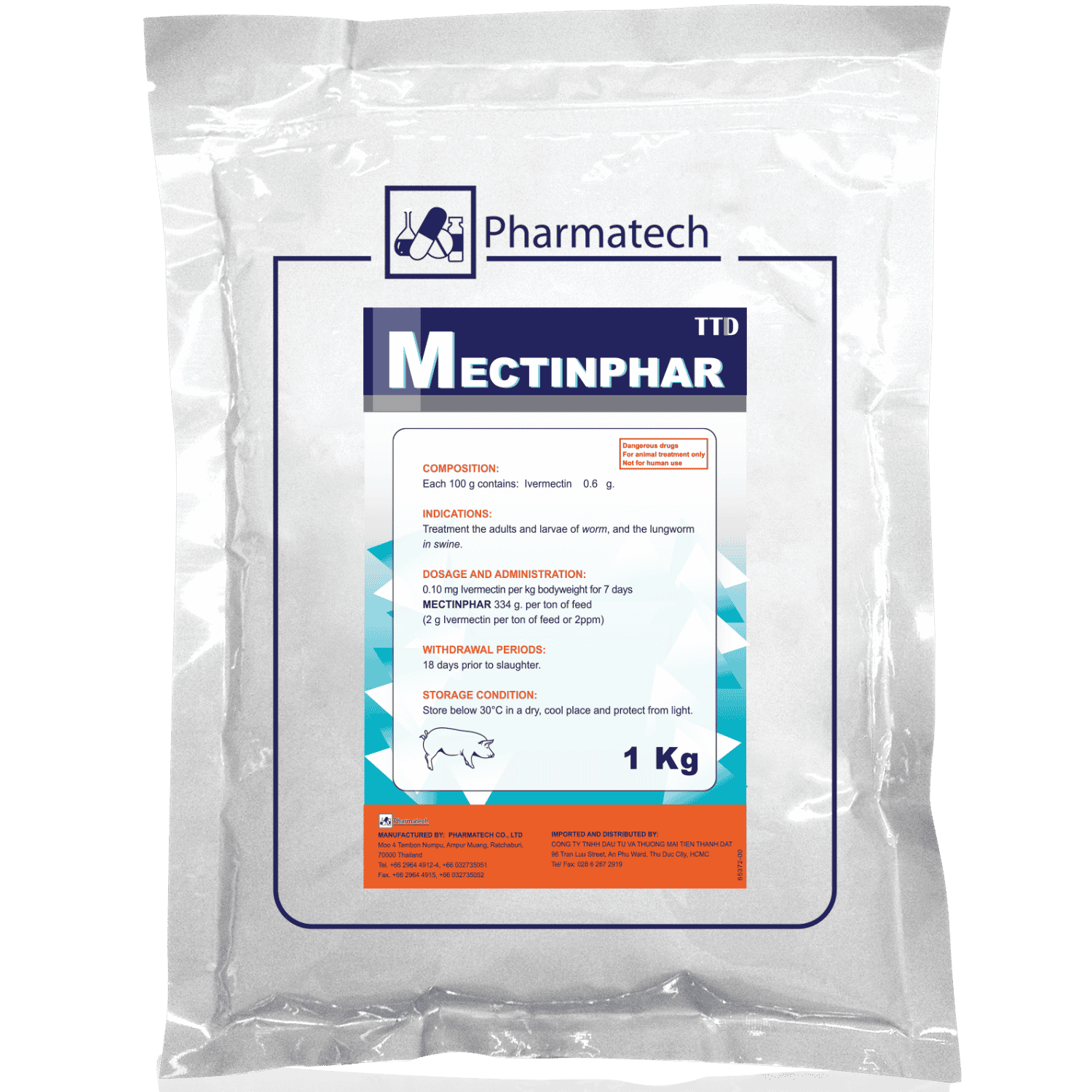 Mectinphar Ivermectin 0.6g - Điều trị giun sán trên lợn