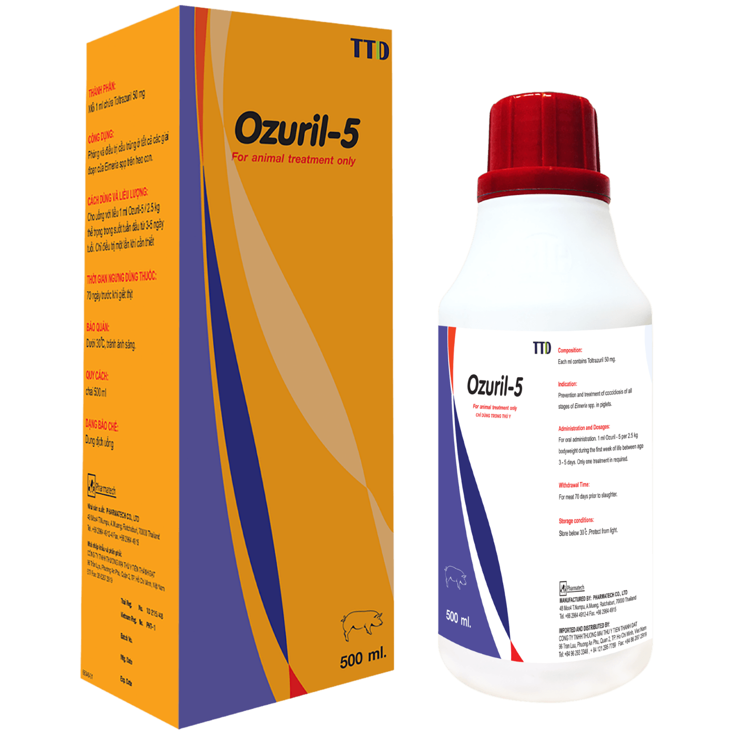 Ozuril-5 Toltrazuril 50mg - Kháng sinh điều trị cầu trùng trên bò, cừu, lợn