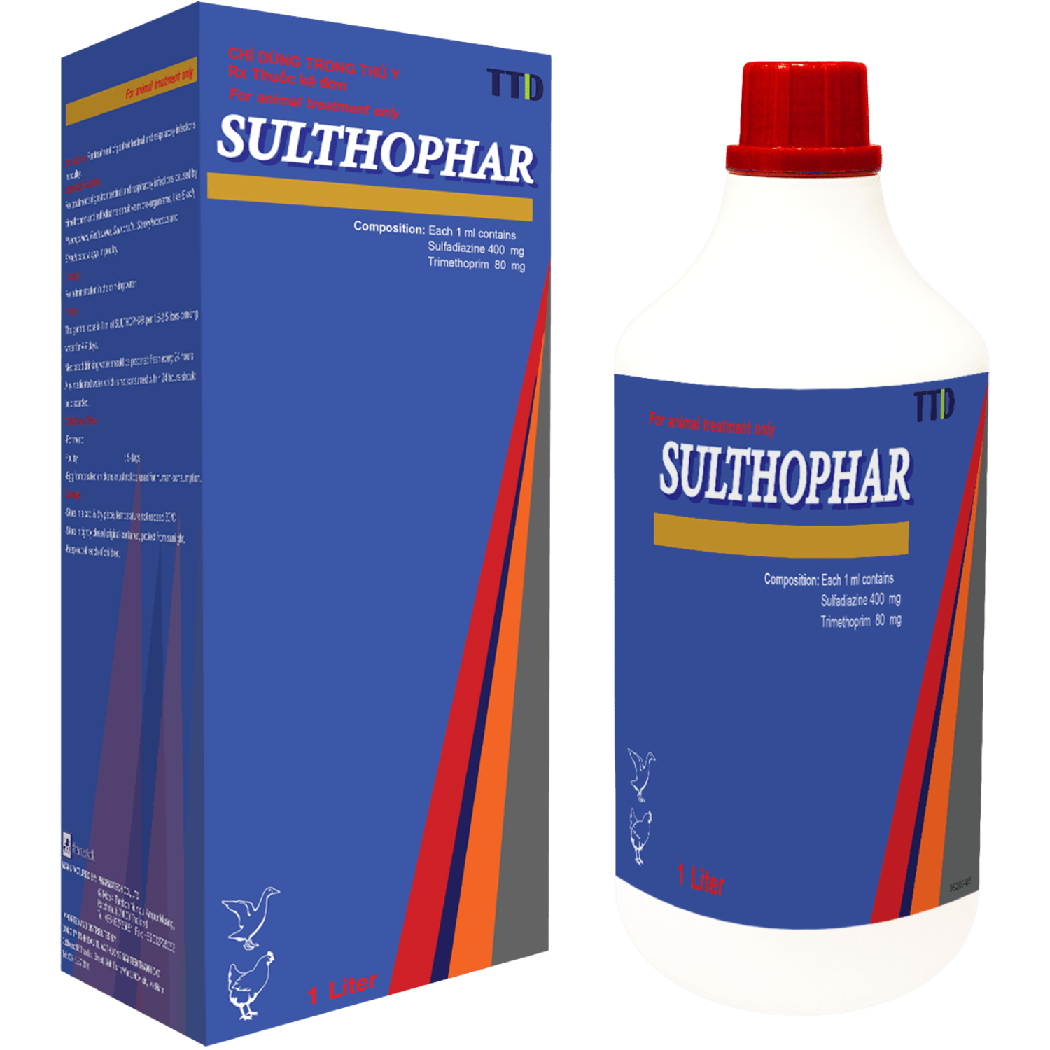 Sulthophar Sulfadiazine 400 mg/Trimethoprim 80 mg - Điều trị nhiễm trùng đường tiêu hóa, hô hấp trên bê, nghé, dê, cừu, gia cầm